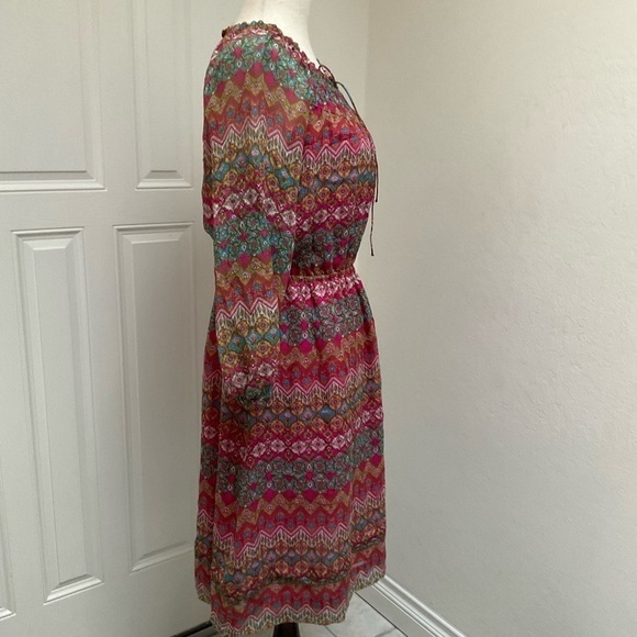 Diane Von Furstenberg 100% Silk Dress Parry Multi-Floral Peasant Smock Size 0 - Picture 9 of 16